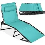 Best Choice Products Patio Chaise Lounge Chair, Outdoor Portable Adjustable Pool Recliner w/ Pillow - Teal