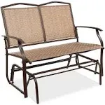 Best Choice Products 2-Person Patio Loveseat Glider Bench Rocker for Deck, Porch - Brown