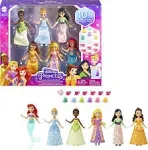 Disney Princess Small Doll Princess Party with 6 Posable Dolls and 13 Tea Time Accessories