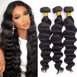 12A Loose Wave Bundles Human Hair 16" 16" 16" 300g 100% Unprocessed Brazilian Virgin Hair Loose Deep Wave Human Hair Weave Bundles Natural Color