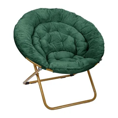 Flash Furniture Gwen 38" Oversize Portable Faux Fur Folding Saucer Moon Chair for Dorm and Bedroom