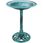 Best Choice Products Outdoor Garden Pedestal Bird Bath Vintage Decor Green