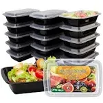 15 Pack Meal Prep Containers 32oz Plastic Food Prep Containers with Lids