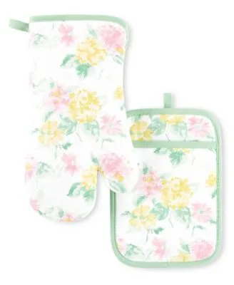 Martha Stewart Amber Floral Oven Mitt & Pot Holder Set 2-Pack