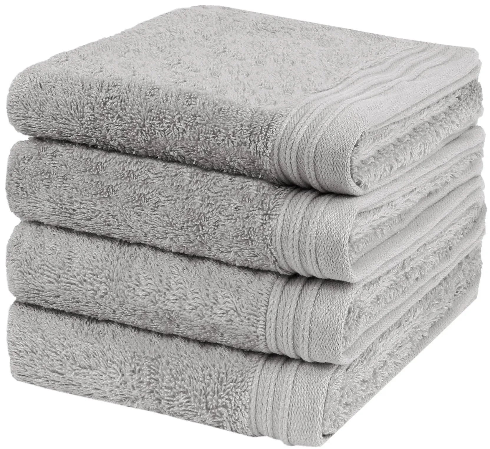 Premium Towel Set of 4 Hand Towels 18" x 30" Color: Silver |100% Cotton|4 Ultra Soft and Highly Absorbent Hand Towels for Bathroom, Gym, Hotel, Spa, Machine Washable