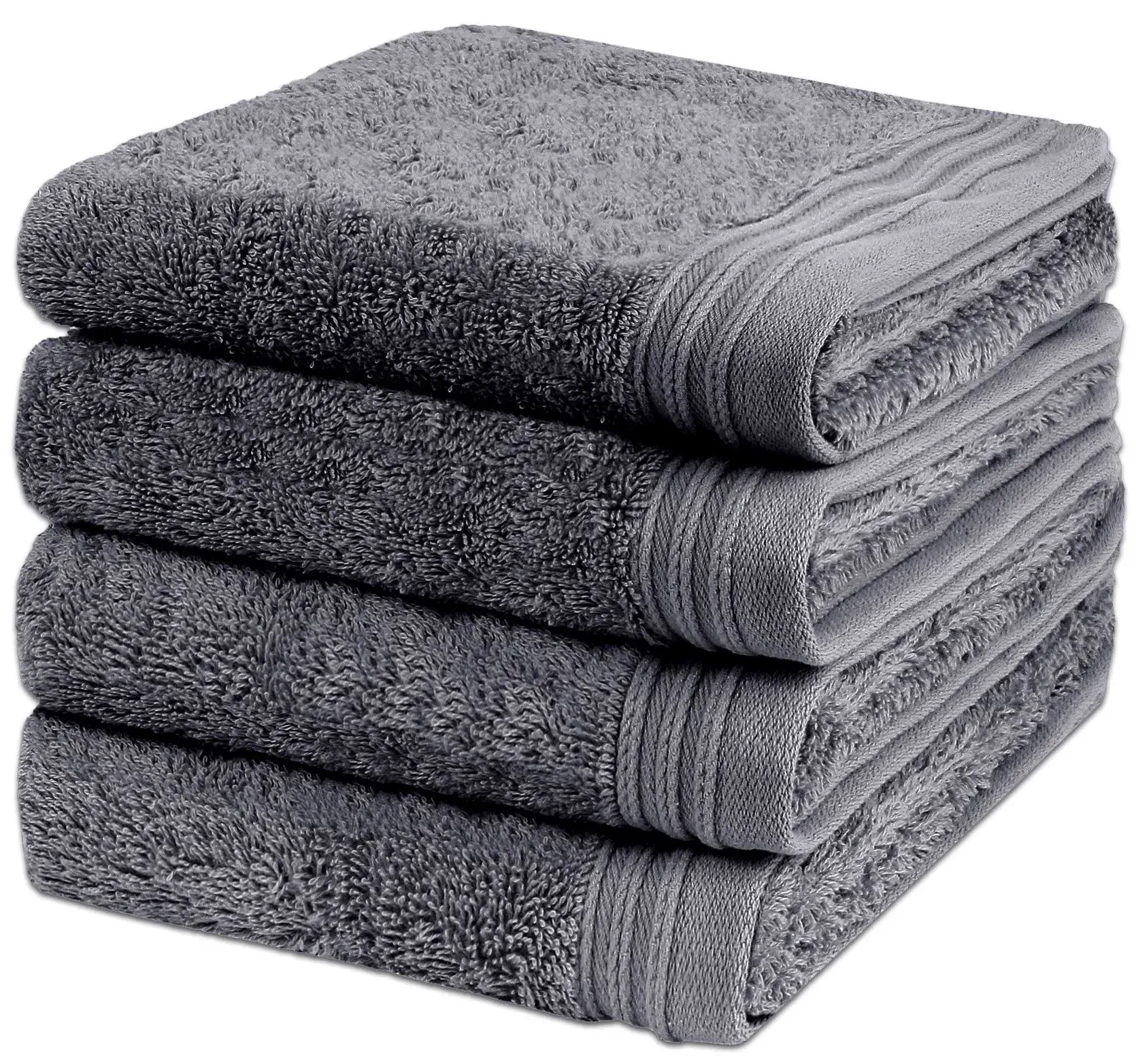 Premium Towel Set of 4 Hand Towels 18&#034; x 30&#034; Color Dark Grey |100% Cotton|4 U...