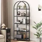 Whizmax Arched Bookshelf,5 Tier Metal Frame Bookcase, Modern Bookcases Tall Book Shelf,Open Display Shelves for Office, Study Room, Living Room,Black