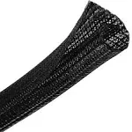 CrocSee 10ft - 1/2 inch Braided Cable Management Sleeve Cord Protector - Self-Wrapping Split Wire Loom for TV/Computer/Home Theater/Engine Bay - Black