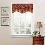 Waverly Navarra Farmhouse Scalloped Valance Rod Pocket Window Curtain for Kitchen or Bathroom, 52" x 16", Crimson