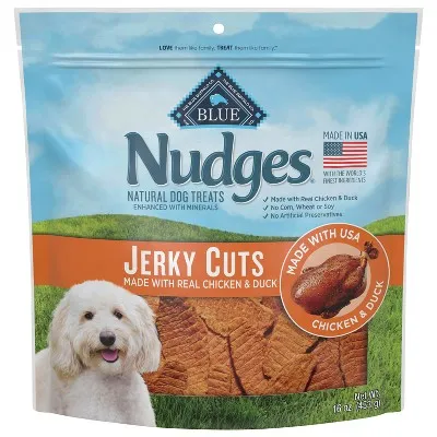 Blue Buffalo Nudges Jerky Cuts Natural Dog Treats Chicken and Duck - 16 oz