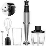 Turelar Immersion Blender Handheld Hand Blender 1100W, Trigger Variable Speed 5 in 1 Stick Blender, Emulsion Blender with Chopper, Whisk and Frother