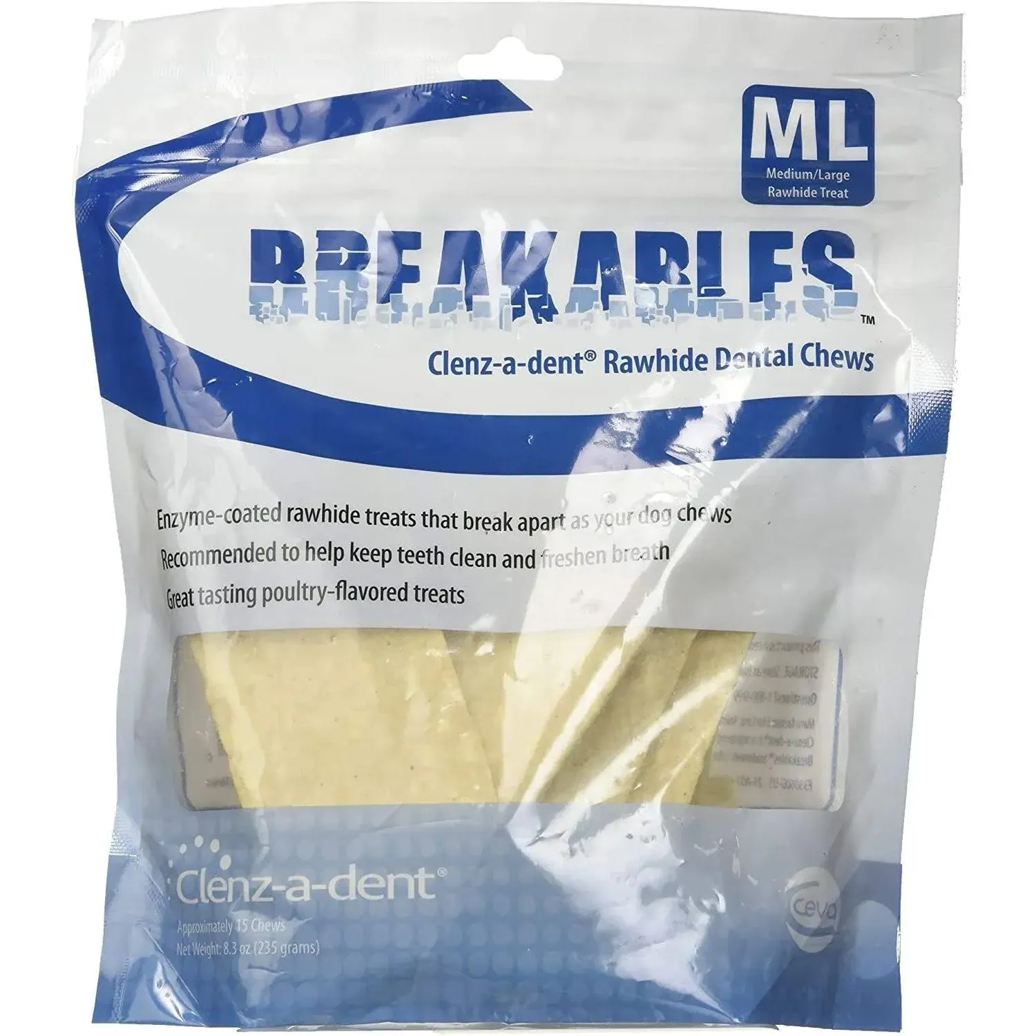 Clenz-a-dent Breakables Dental Rawhide Chews - Medium/Large (15 Count)