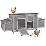 Morgete Wooden Chicken Coop Chicken House Outdoor for Duck Quail Hen Cage with Run 2 Nesting Boxes, Size: 44.5L x 29.3W x 28.1H, Beige