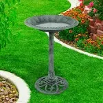 28 in. Antique Green Resin Bird Bath