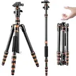 60”/1.5m Carbon Fiber Camera Tripod Lightweight Travel Tripod 17.6Lbs Load 360° Ball Head For vlog,travel & Work DSLR,C225C0+BH-25 (BA225)