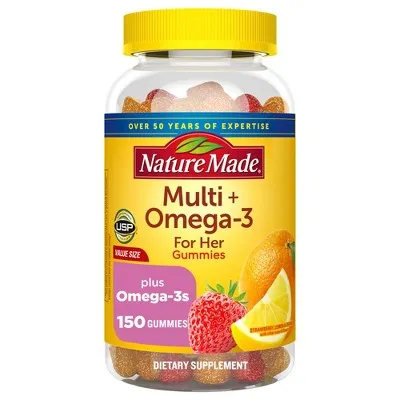 Women's Multivitamin + Omega-3 Gummies Lemon, Orange & Strawberry