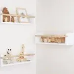 Decorative Nursery Bookshelves for Kids - Set of 3 Easy to Install Floating Shelves for Wall Mount - Beautiful Hanging Organizer Furniture for Your Baby Boy or Girl's Bedroom and Play Room Decor