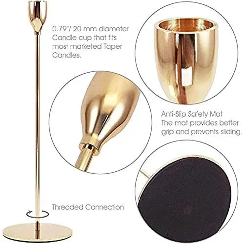 Candle Holder Set of 6 Gold Candlestick Holders for Taper Candles Taper Candl...