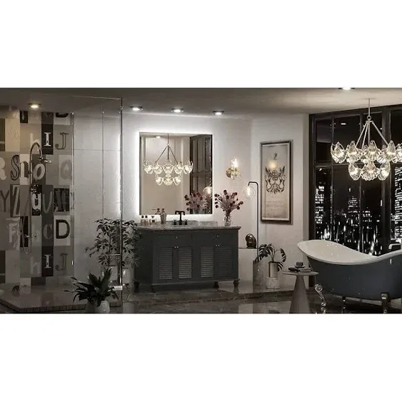 Keonjinn 60 x 40 inch LED Vanity Mirror Backlit Mirror Bathroom Lighted Mirror Large Anti-Fog Wall Mounted Dimmable Makeup Mirro