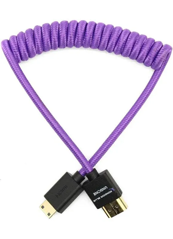 Kondor Blue Gerald Undone MK2 Mini HDMI to Full HDMI Cable 12"-24" Coiled (Purple)