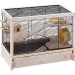 Ferplast Hamsterville Hamster Habitat Cage Sturdy Wooden Structure Black