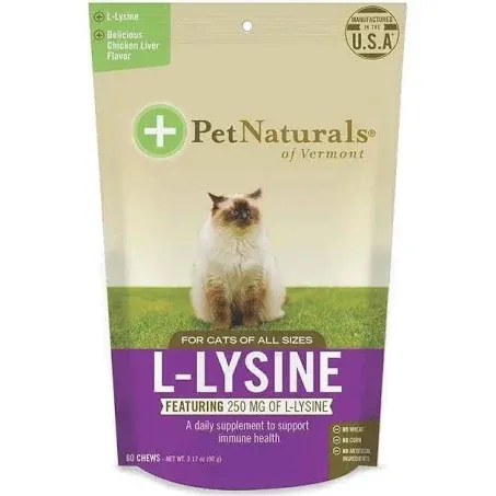 Pet Naturals of Vermont L-Lysine Chews for Cats, Chicken Liver - 60 count