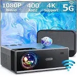 FUDONI Projector with 5G WiFi and Bluetooth, 1080P 15000L Outdoor Projector with HDMI and USB, Max 300" Display Zoom Function for Movies & Gaming, Compatible with TV Stick/Phone/Laptop