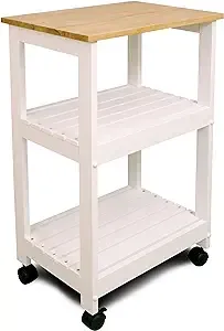 Catskill Craftsmen Utility Kitchen Cart/Microwave Stand, White Base with Natural Top