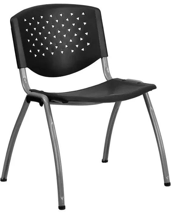 Flash Furniture Hercules Series 880 lb. Capacity Plastic Stack Chair with Titanium Frame