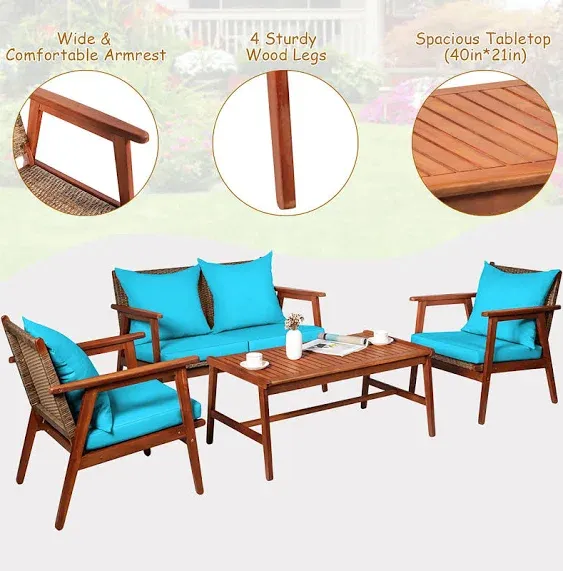 Costway 8pcs Patio Rattan Furniture Set