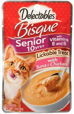 Hartz 3270015471 1.4 oz Delectables Bisque Senior Cat Treats Tuna & Chicken