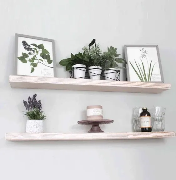 Willow & Grace - Floating Wall Mount Shelves 36 in Set of 2 - White Wash