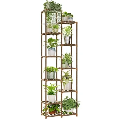 Bamworld Plant Stand Indoor 72'' Tall Plant Shelf Outdoor Large Wood Plant Rack Corner Flower Stand Tiered Plant Holder for Multiple Plants Pots for Patio Porch Balcony Garden