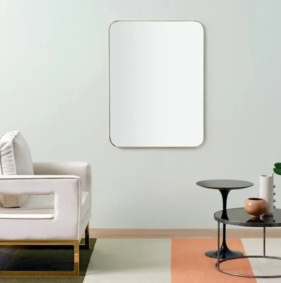 Better Bevel 30" x 40" Gold Metal Framed Mirror | Rectangle Bathroom Wall Mirror | Rounded Corner