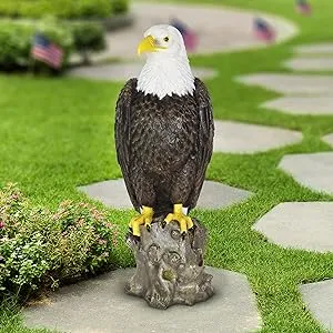 Exhart Bald Eagle on A Rock, 8 in. x 21.5 in. Garden Statue