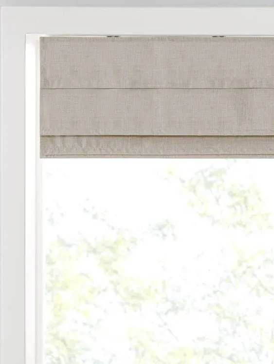 Madison Park Otis 27x64" Natural Faux Linen Cordless Blackout Roman Shade