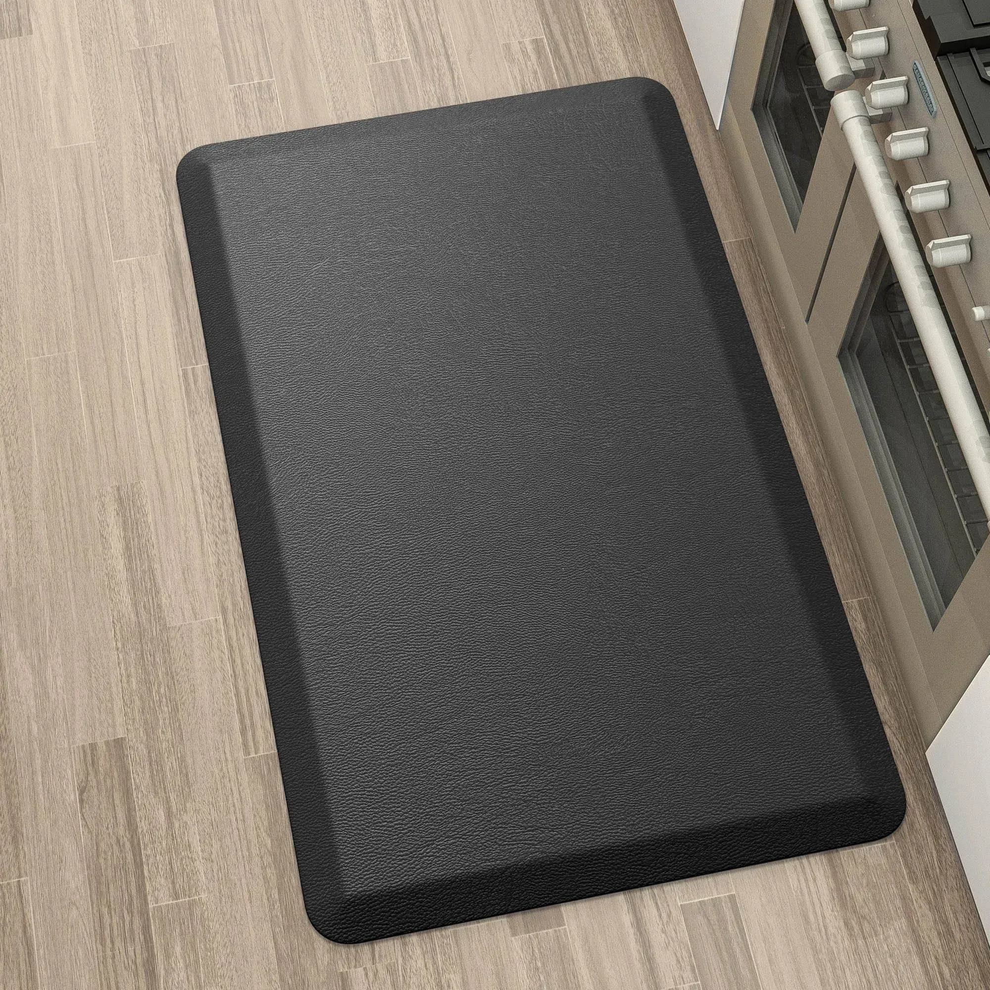 More Décor Anti Fatigue Kitchen Floor Mat, Standing Desk Mat, Non Slip, Waterproof - Rug Size 17.3" x 28" 0.47" Thickness - Black