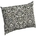 Arden Selections Outdoor Cushion Pillow Back 17 x 23, Black Aurora Damask