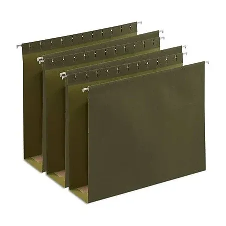 Staples Reinforced Box Bottom Hanging File Folder, 3" Expansion, Letter Size, Standard Green, 25/Box (TR418376)