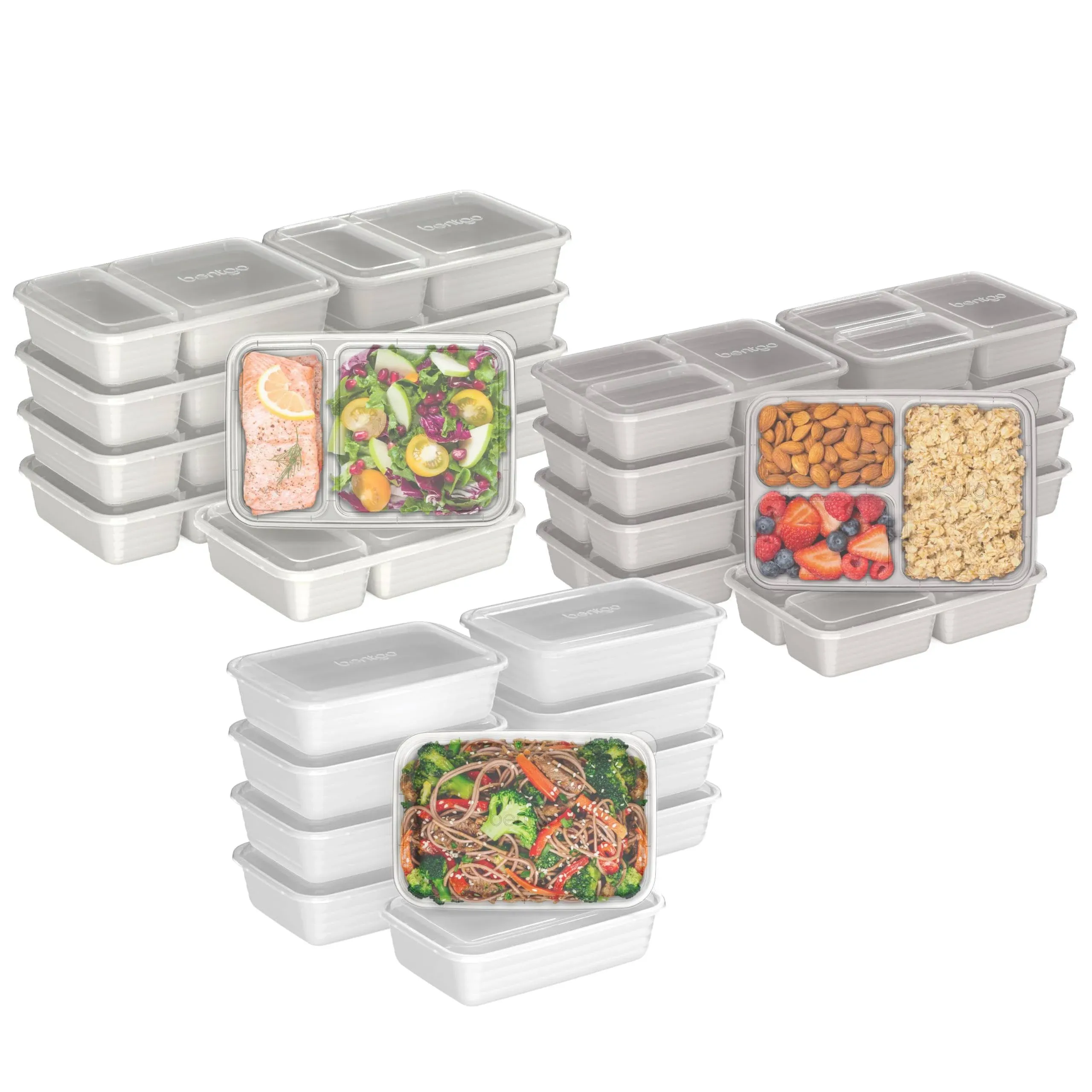 Bentgo 60-Piece Prep Kit | Reusable Meal Prep Containers White Stone