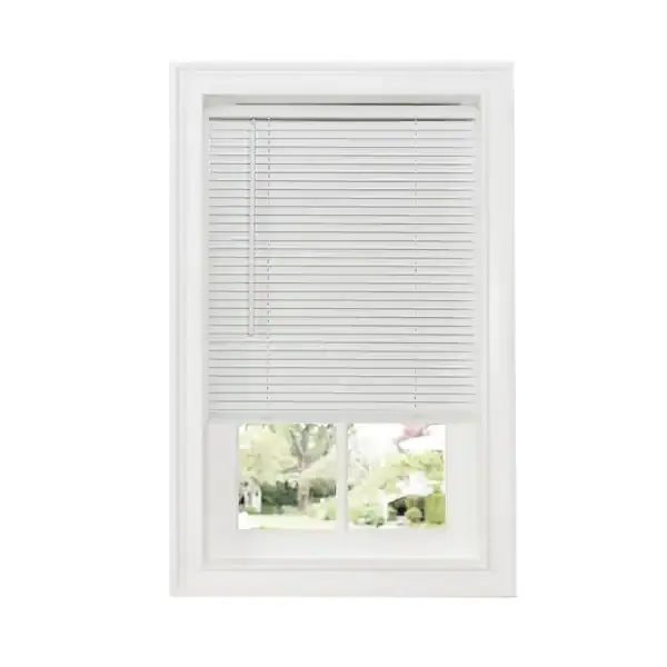 Cordless Room Darkening Mini Blind - 48 Inch Width, 64 Inch Length, 1" Slat Size - Pearl White - Cordless GII Deluxe Sundown Horizontal Windows Blinds for Interior by Achim Home Decor