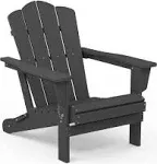 KINGYES Folding Adirondack Chair For Relaxing, HDPE All-Weather Folding Adirondack Chair, Stackable, Arm Rest, Ergonomic, Grey