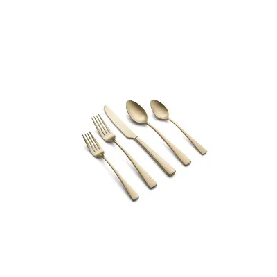 Cambridge Cerys Champagne Satin 20-Piece Flatware Set