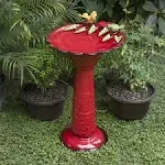 Alpine Red Metal Birdbath