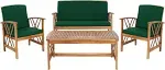 Safavieh Fontana 4 PC Outdoor Set, Natural / Green