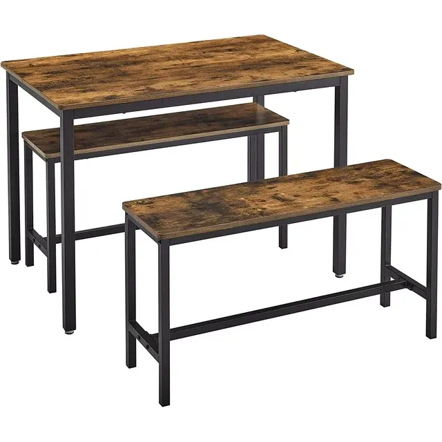 VASAGLE Dining Table with 2 Benches