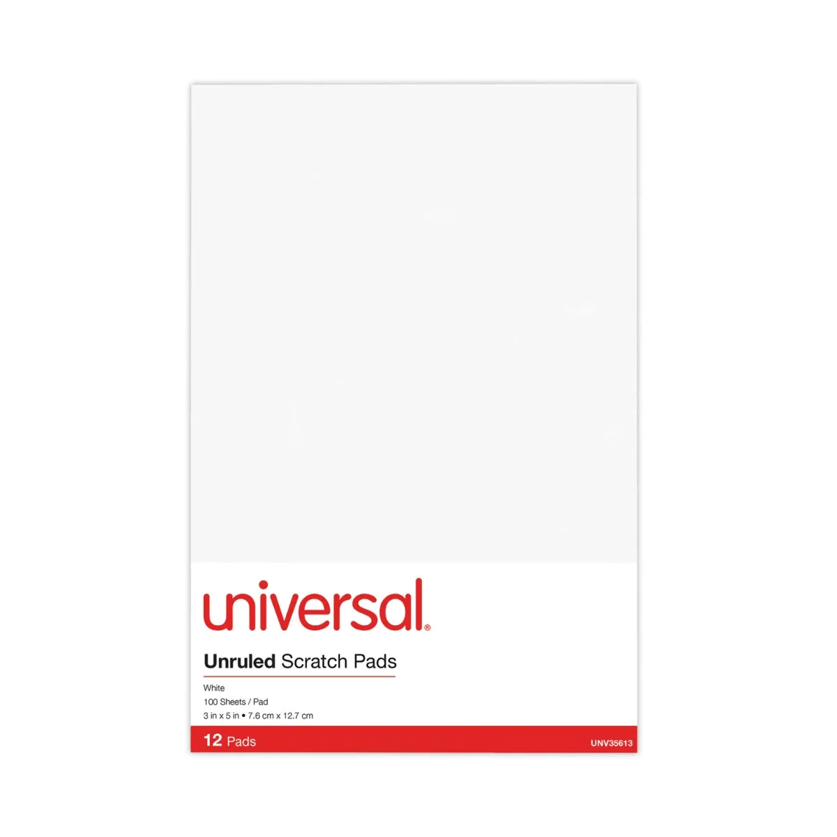 Universal - Scratch Pads, Unruled, 5 x 8, White, 100 Sheets, 12/Pack