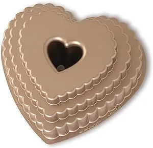 Nordic Ware Cast Bundt Bakeware Tiered Heart, 12-Cup, Toffee