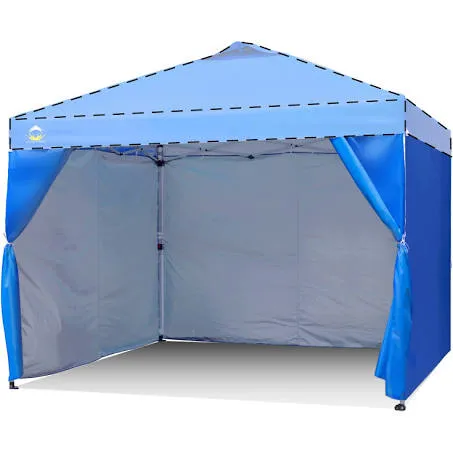 CROWN SHADES SunWall Silver Coated for 10x10 Pop up Canopy Tent, 1 Pack Sidewall Only with Silver Coating (4 Packs, Blue)