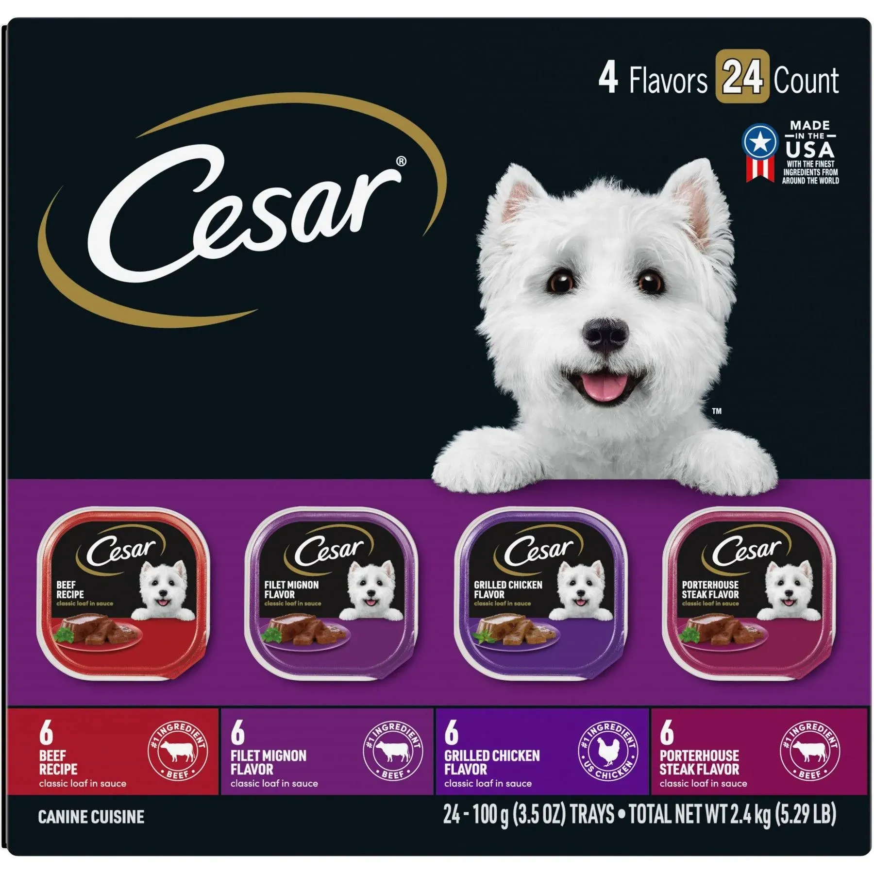 Cesar Wet Dog Food Variety Pack (24) 3.5 oz Trays